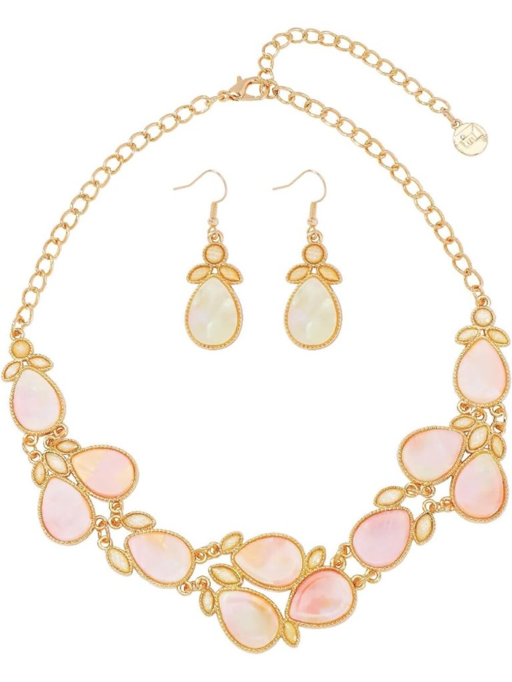 Women's Clear Water Drop Collar Necklace Earrings Set Statement Jewelry
